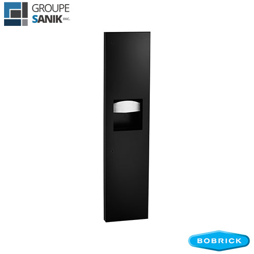 Distributeur à papier essuie-mains manuel et poubelle semi-encastré noir mat B-38032.MBLK