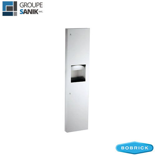 Distributeur à papier essuie-mains manuel et poubelle semi-encastré B-38032