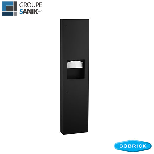 Distributeur à papier essuie-mains manuel et poubelle en surface noir mat B-380349.MBLK