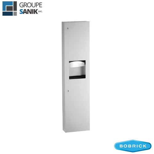 Distributeur à papier essuie-mains manuel et poubelle en surface B-380349