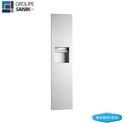 Distributeur à papier essuie-mains manuel et poubelle encastré B-38034