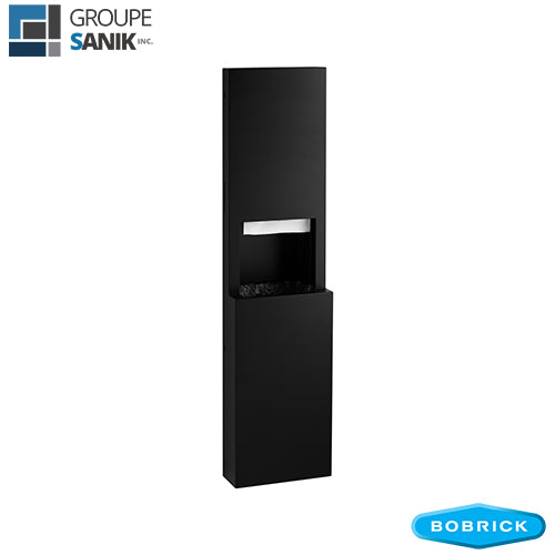 Distributeur à papier essuie-mains manuel et poubelle semi-encastré noir mat Fino B-9944.MBLK