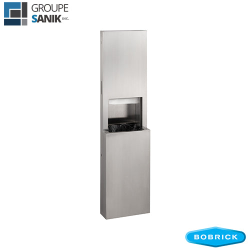 Distributeur à papier essuie-mains manuel et poubelle semi-encastré Fino B-9944