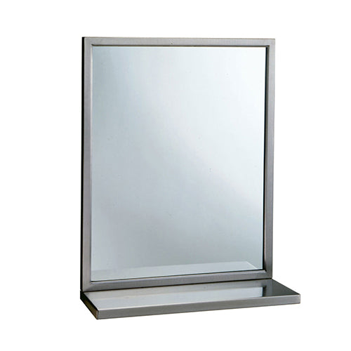 Mirror with welded frame and shelf B-292